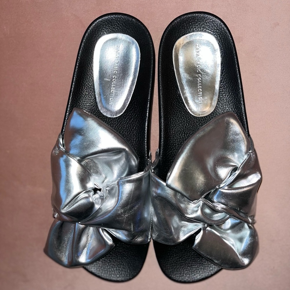 Zara Basic Collection Silver Sandals - image 4